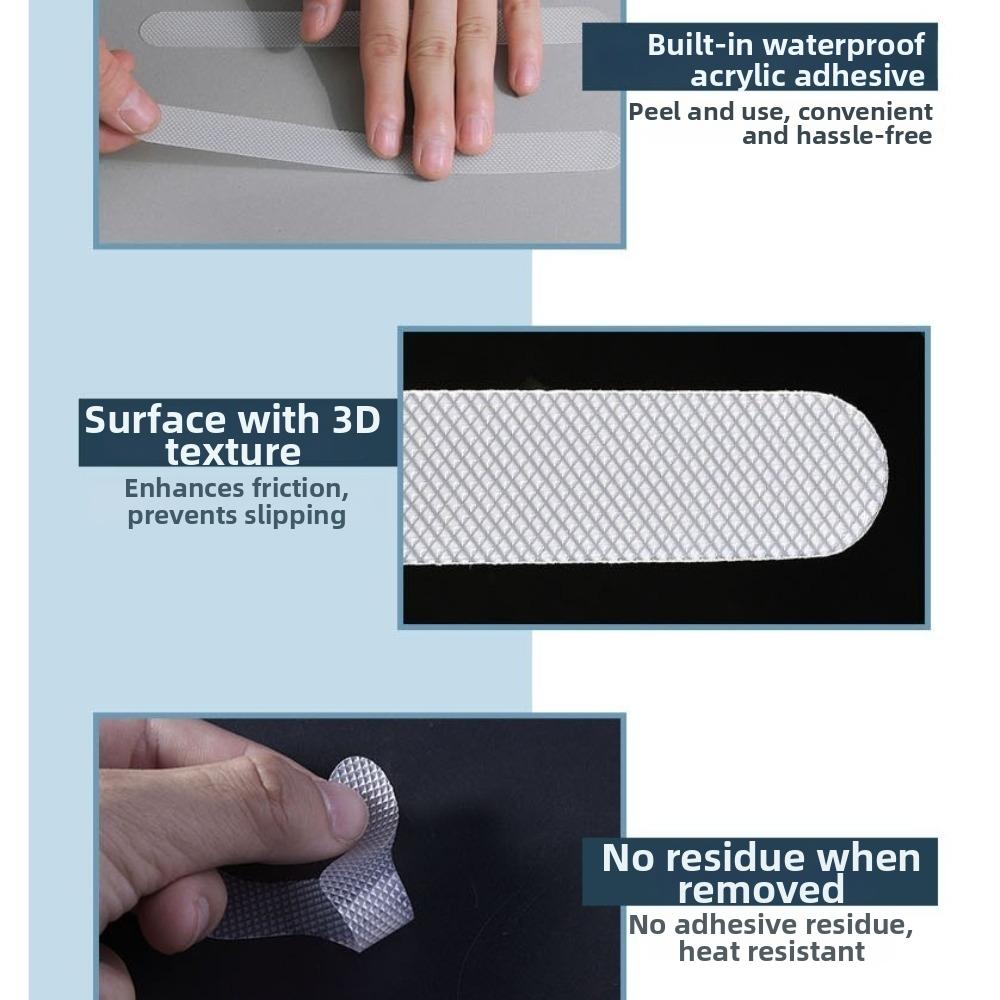 6/12pcs Adhesive Anti-Slip Stickers S-Shaped Design Bathroom Floor Stickers  for Bathtub