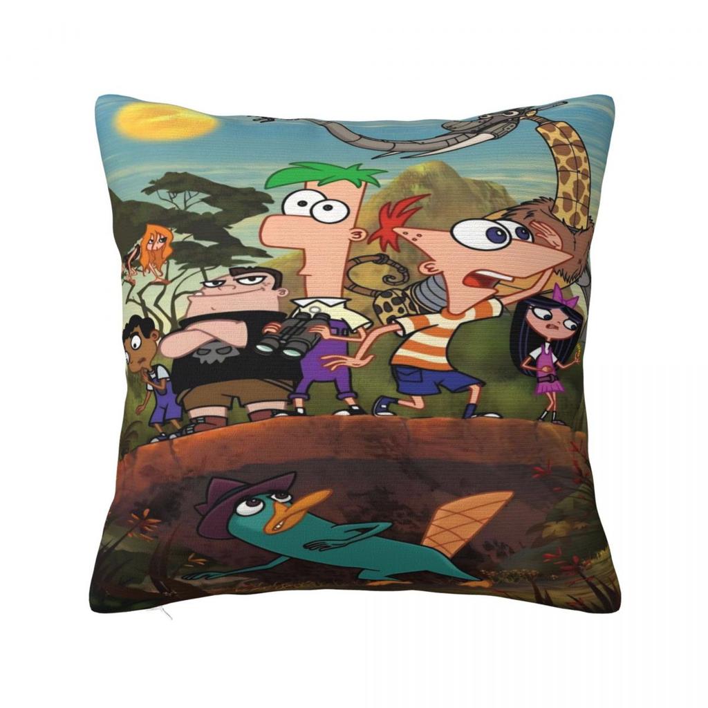 P-Phineas And F-Ferbs Pillow Case Morden Pillow Cover Polyester Design Cushion Cover Pillowcases For Chair Sofa Home Decoration