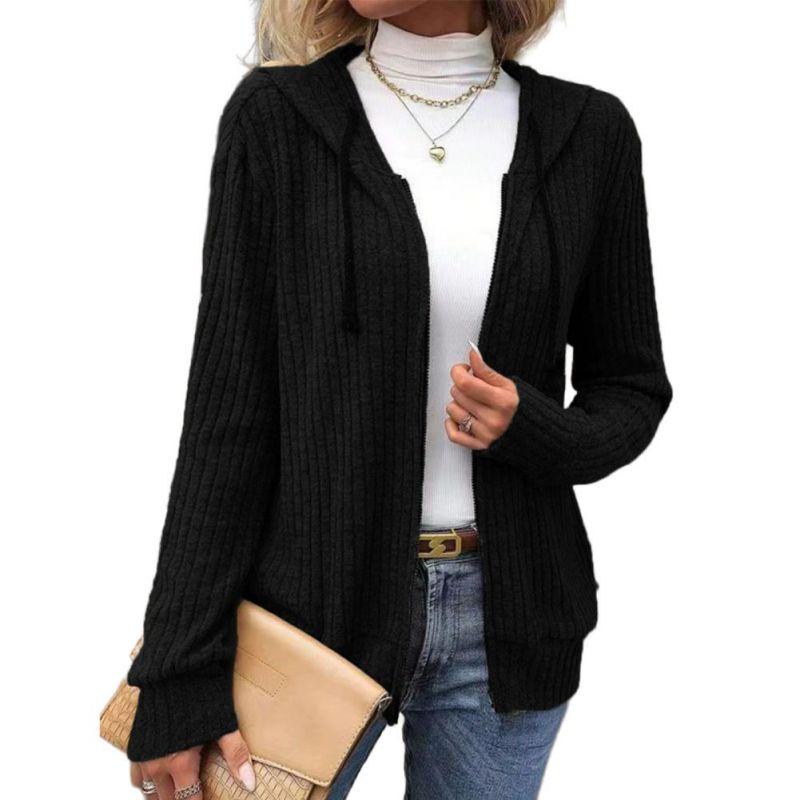 Women's Zipper Cardigan Long-Sleeve Hooded Jacket