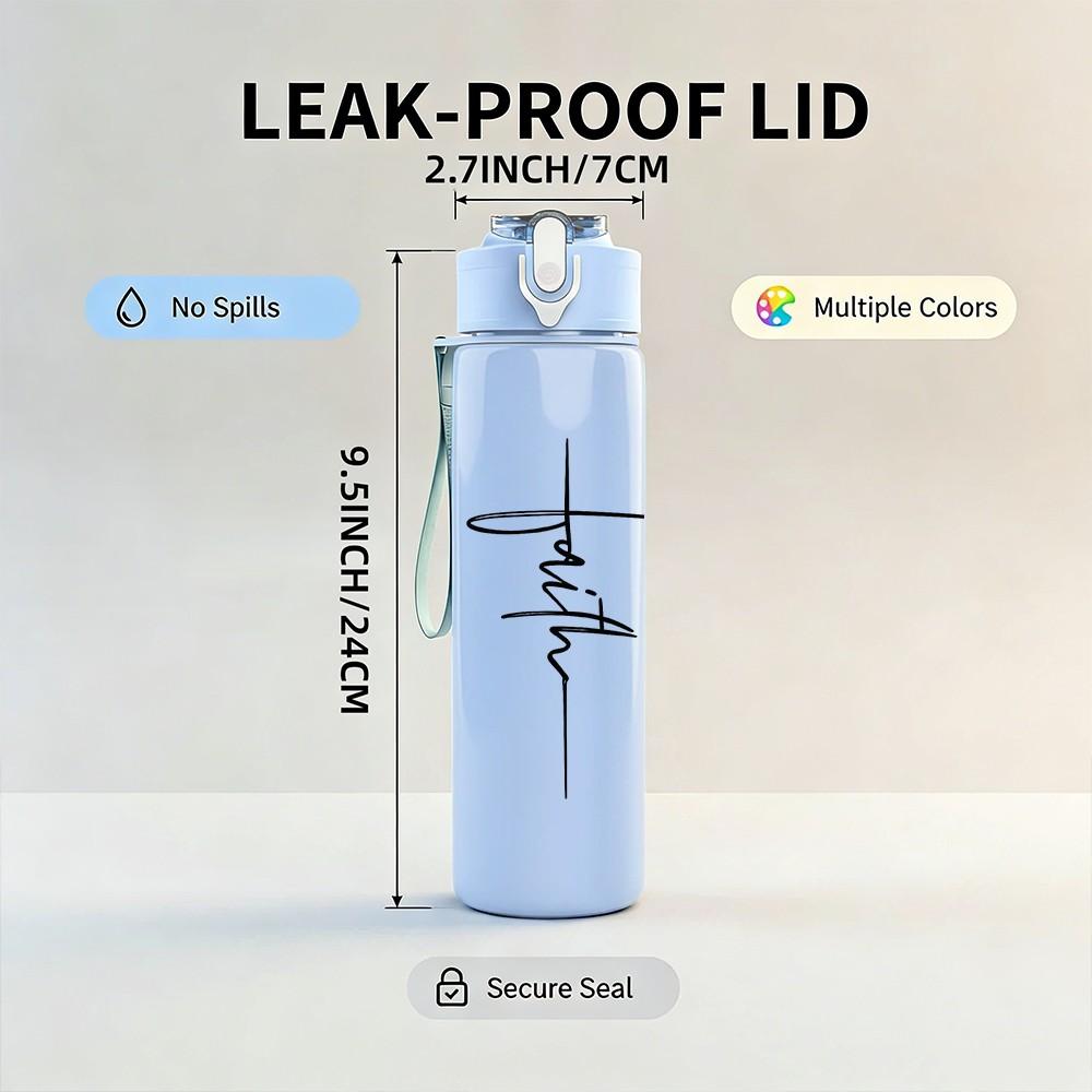 1PC Minimal Signature Line Sketch Print 750ml Color Plastic Sports Water Bottle Leakproof Flip Straw Lid Suitable for Sports Office Home Use