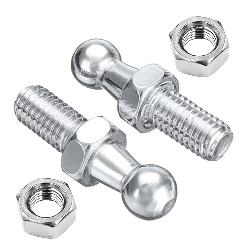 2Pcs M6 M8 Universal Car 10Mm Ball Silver Boot Bonnet Gas Struts Ball Ended End Fitting Pin Joint Valve Spring Holders