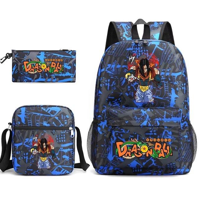 Dragon Ball Z Printed Backpack Set 3-Piece Casual School Bag For Boys And Girls Youth With Pencil Case Shoulder Bag