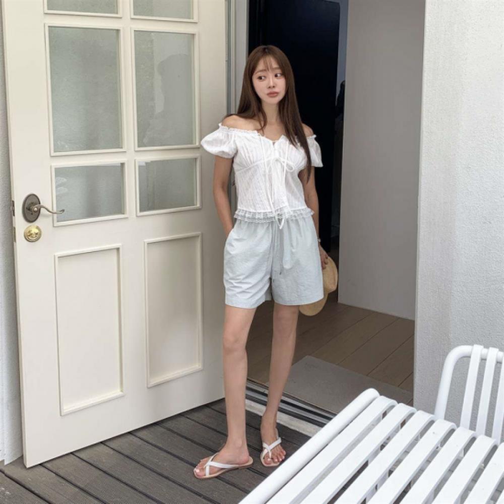 New Arrivals Open Run Women Casual Crinkle Elastic Shorts Solid Color