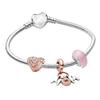 European Heart-shaped Pendant Charm Bracelet Fit Women's Jewellery Snake Chain Rose Gold Metal Fashion Fine Bracelets