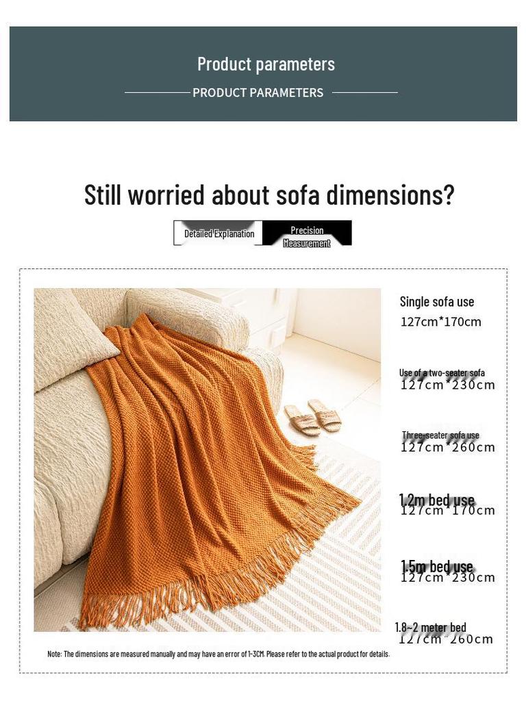 G5Z Luxuriöses Wollsofa & Nickerchen-Decke - Einfarbige, Ins-Stil, Schal-Überwurf, Bettende-Dekoration