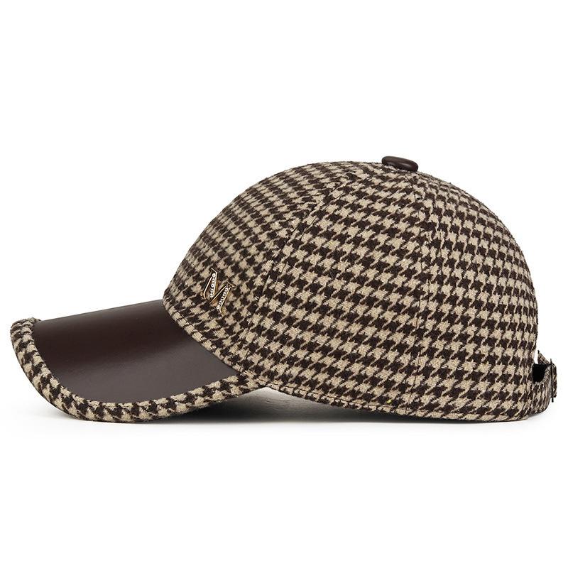 Houndstooth M Logo Baseball Cap Korean Version Women'S  Hat Versatile Duckbill Cap