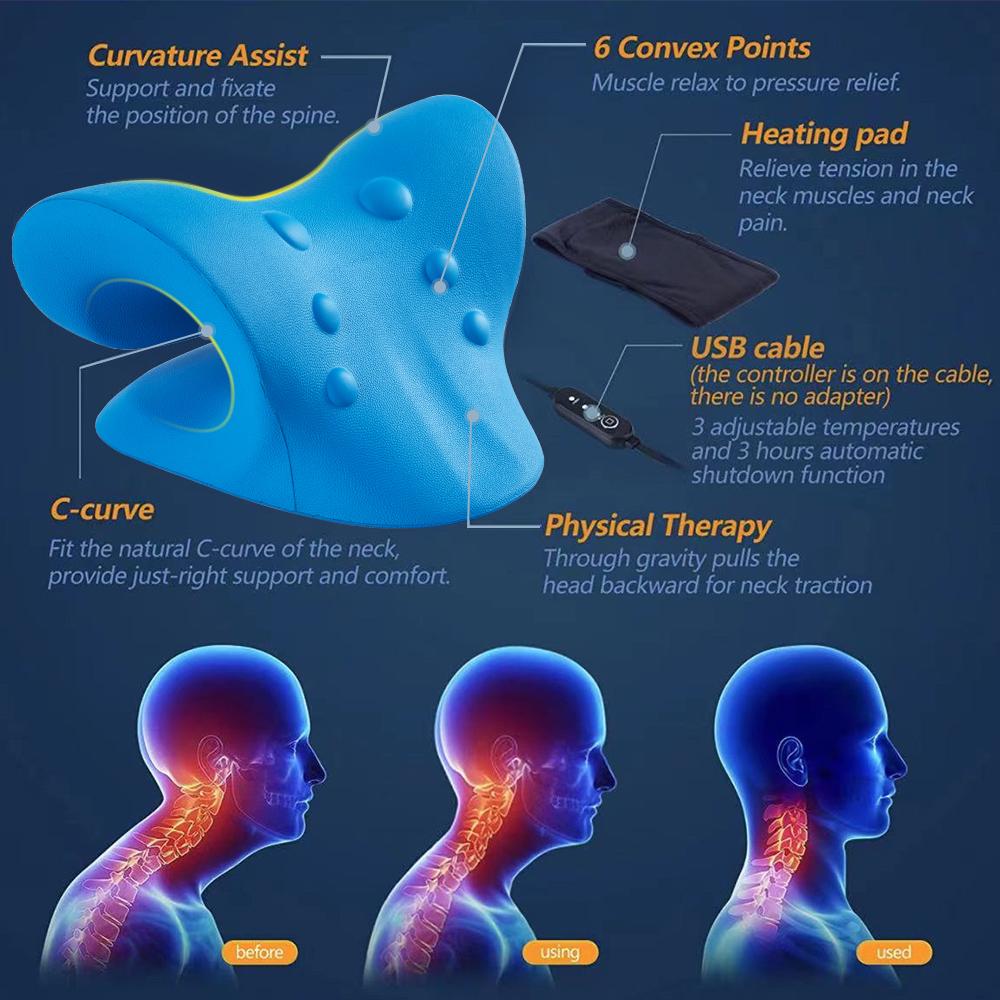 Neck Stretcher Pain Relief Cervical Traction Device Pillow Graphene Heating Pad Traction Pillow Orthopedic Shoulder Relaxer