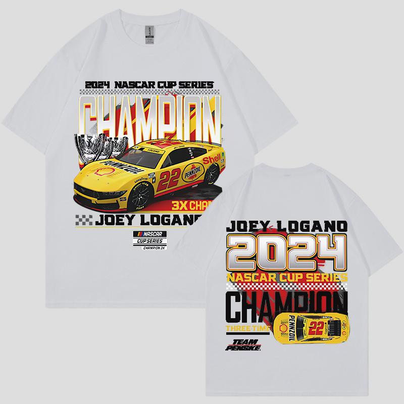 

Джоуи Логано 2024 Чемпион серии NASCAR Кубок Мужская хлопковая футболка с принтом Оверсайз Свободная Повседневная Уличная Женская футболка 4XL