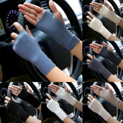 1Pair Elastic Anti-UV Gloves Ice Silk Fingerless Gloves Sunscreen Half Finger Gloves  Summer Outdoor