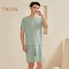 2Pcs/Set Men Pajamas Set O-Neck Short Sleeve T-shirt Elastic Waist Shorts Set Solid Color Home Clothing Suit
