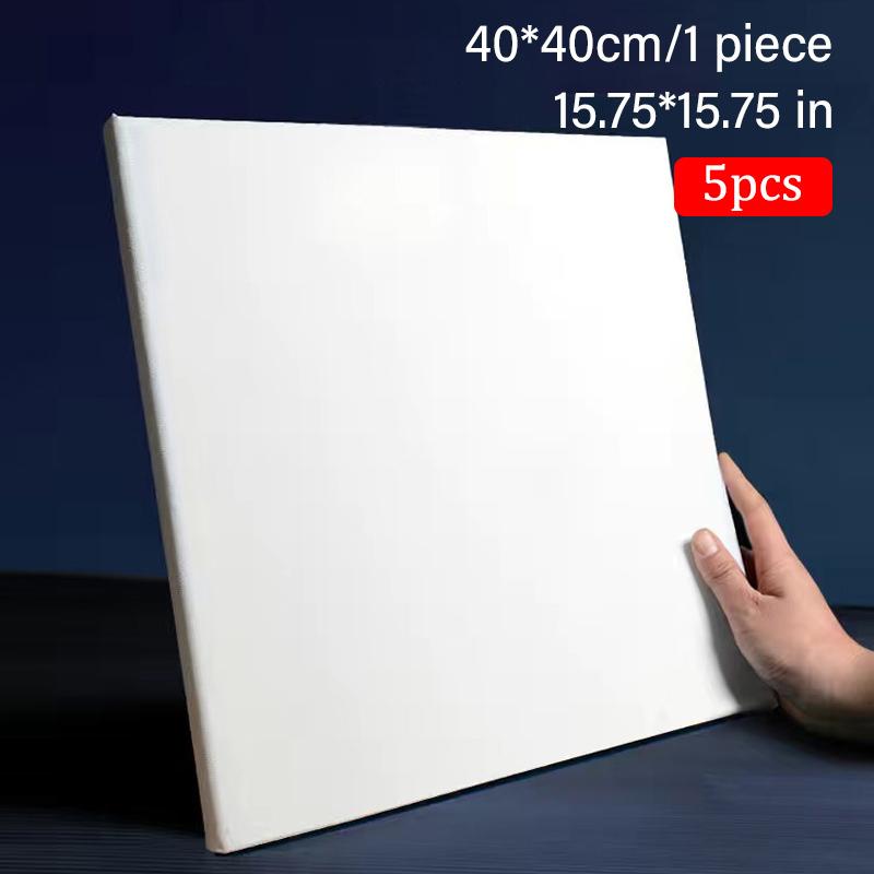 5pcs White Blank Square Artist Canvas Wooden Board Frame Cotton Artist Canvas Boards for Oil Painting Acrylic Watercolor