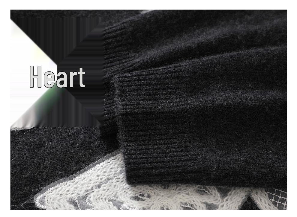 Lekasha Women's Cashmere Lace Knit Sweater - New Autumn/Winter Loose Thick Top