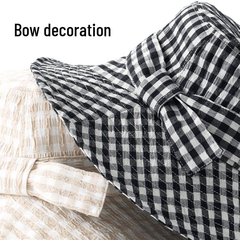 Women's Plaid Bowknot Wide-Brim Bucket Hat