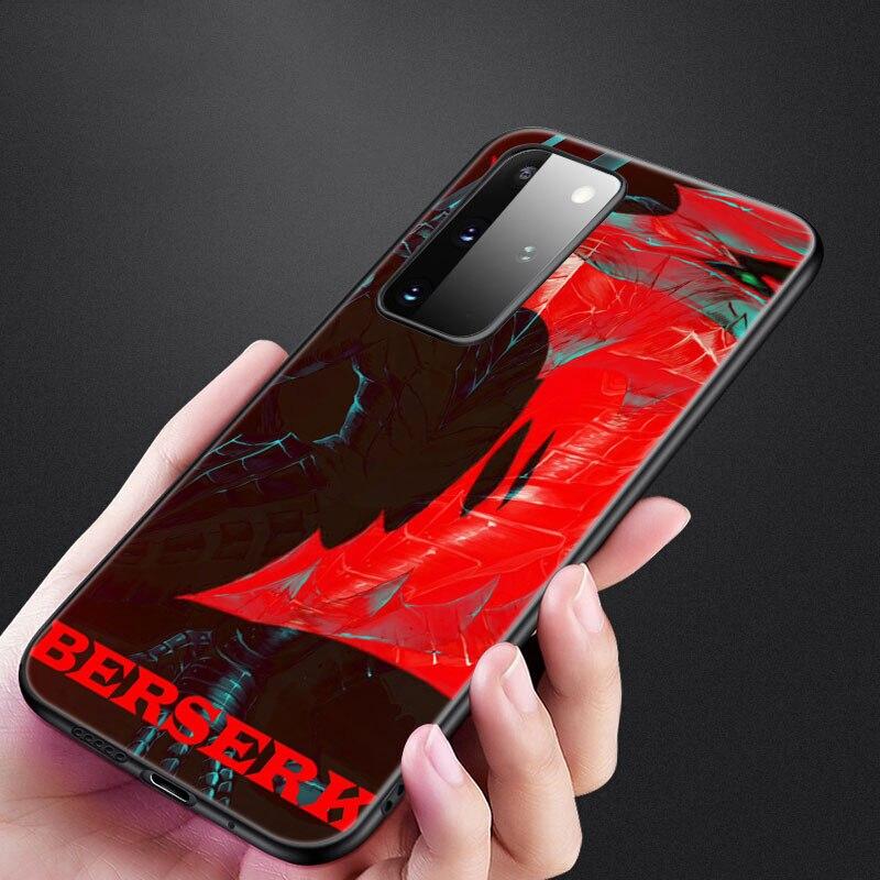 Anime Berserk Guts Phone Case For Samsung Galaxy S20 S21 FE S10 Lite Note 20 10 Lite S8 S9 S10E S10 Plus Ultra Black Soft Cover
