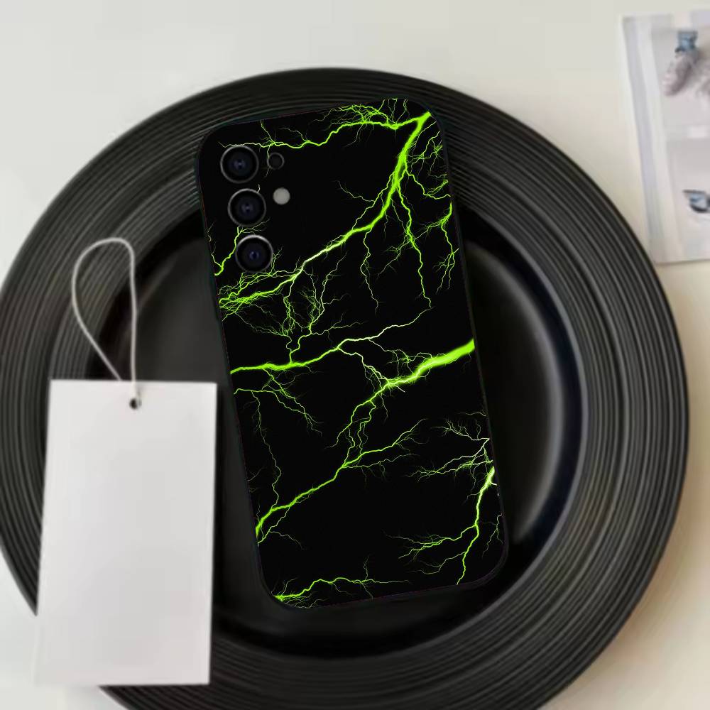 Dark Night I-lightning Phone Case For Samsung S25,S24,S21,S22,S23,S30,Ultra,S20,Plus,Fe,Lite,Note,10,Black Cover