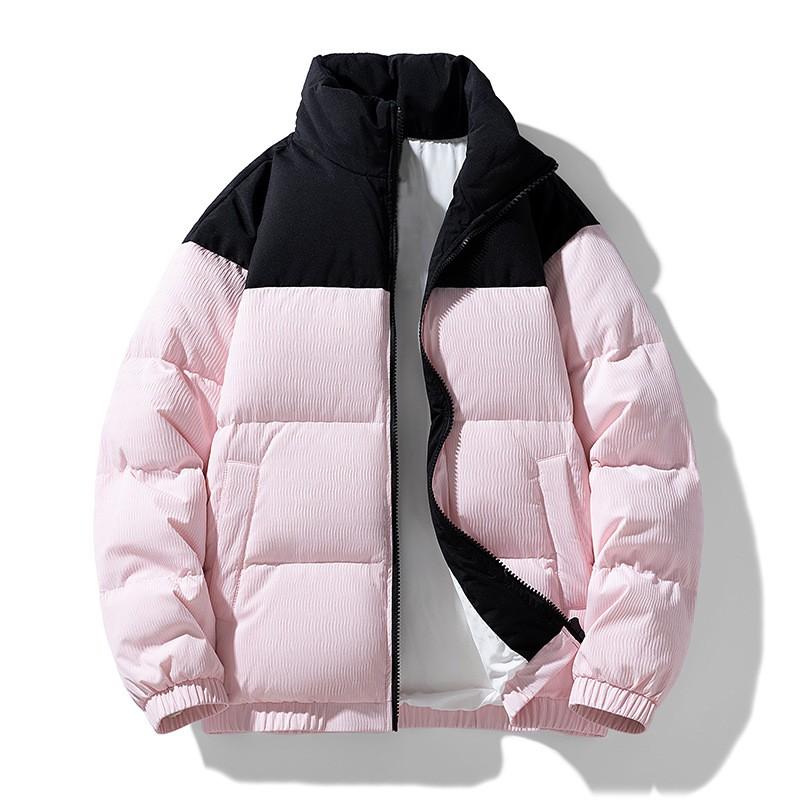 Dopamine Color Block Thick Stand Collar Down Jacket Winter Unisex Warm Casual Fashion