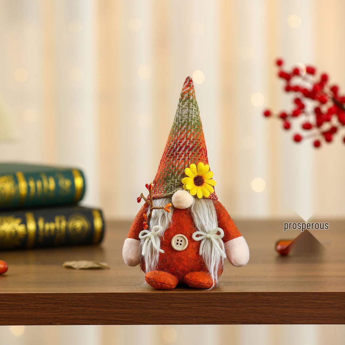 Sunflower Harvest Faceless Doll Ornament for Thanksgiving and New Year
