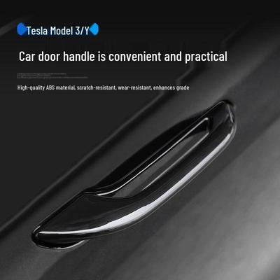 Tesla Model 3/Y Door Handle Carbon Fiber Protectors - Bright Black, Anti-slip