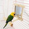 Funny Wooden Bird Toy Mirror Stand Platform Toys for Parrots Cockatiel Vogel