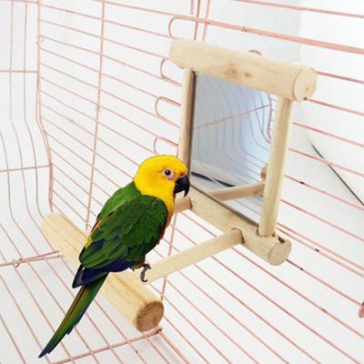 Jouet amusant en bois pour oiseaux, support de miroir, jouets pour perroquets, calopsittes, oiseaux