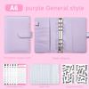 A6 PU Leather Six-Ring Loose-Leaf Binder with Zipper Pockets and Planner