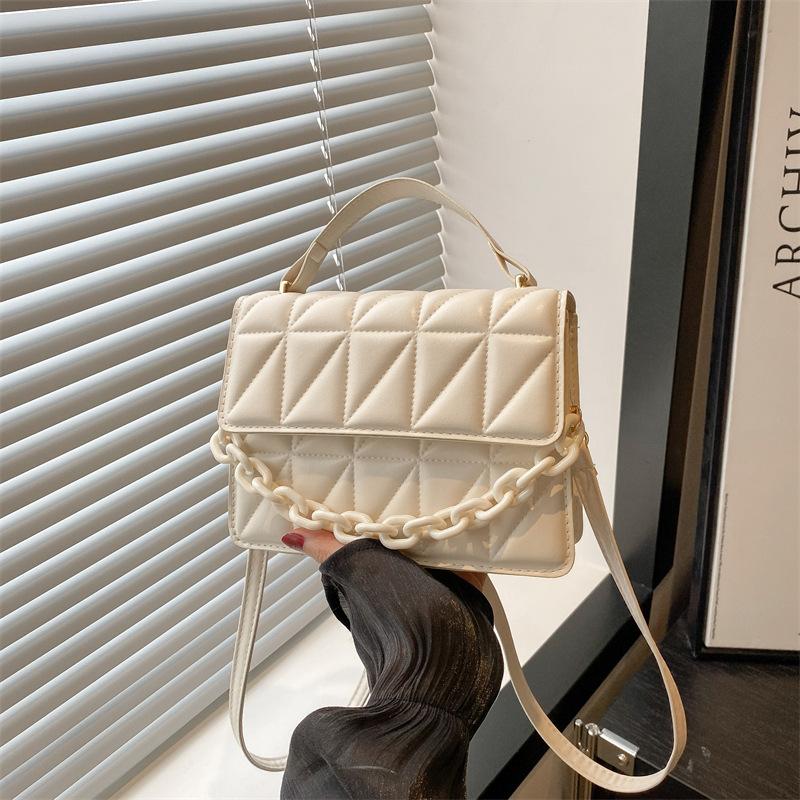 Simple Design Retro Portable Small Square Bag Women's Bag Summer New Chain Solid Color Shoulder Messenger Bag