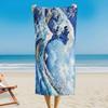 Artistic Sea Wave Beach Towel, Ink Style Ocean Pattern Quick Dry Absorbent, Large Sand Resistant Travel Pool Essentials