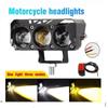 Shock-proof Motorcycle LED Spotlights Dual Color Lights Three-eye Lens  Driving Light