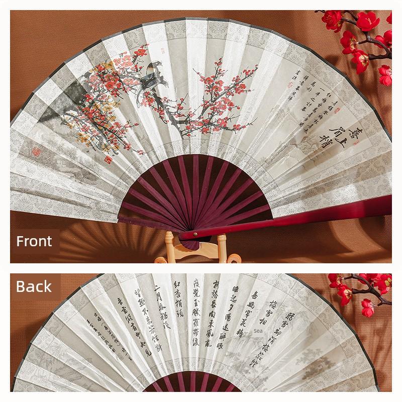 Gift Advertising Fan Chinese Ancient Style 10-Inch Men's Folding Fan Scenic Spot Raw Silk Male Fan Fan Engraved Logo