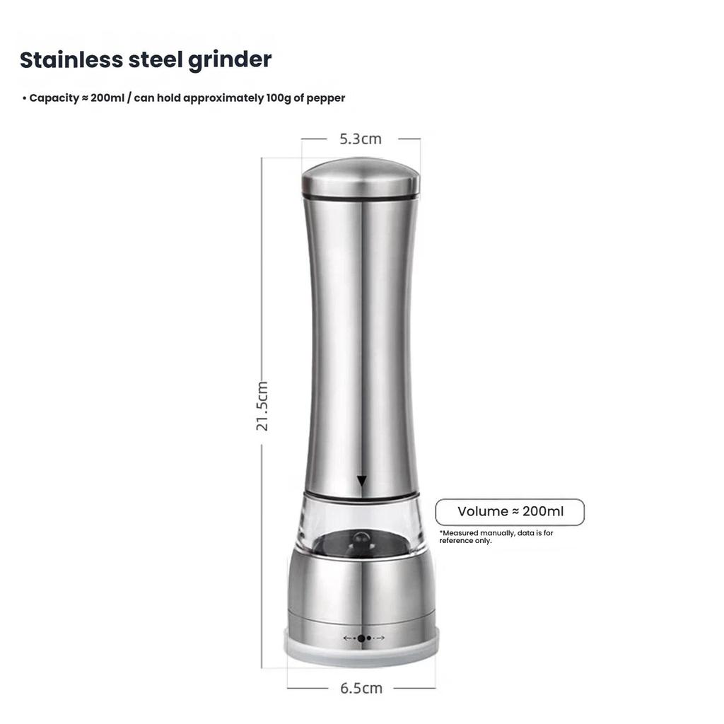 Maomiyoupin Stainless Steel Pepper Grinder, Manual Pepper Mill, Black Pepper Powder Maker, Peppercorn Grinder, Sea Salt Shaker