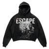 Retro Gothic Graphic Print Hip Hop Hoodie for Men Y2k Grunge Punk Casual Loose Pullover Women Streetwear Sweatshirt Hoodies