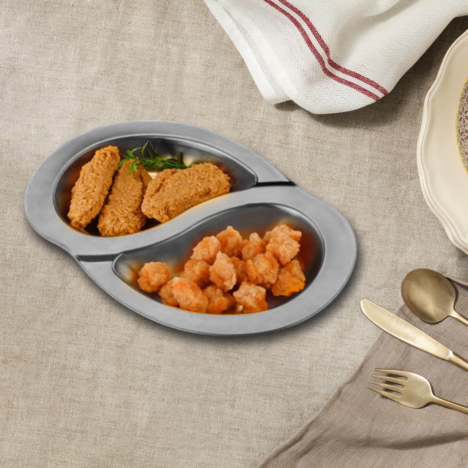 

Разделенная тарелка из нержавеющей стали для сухофруктов, многофункциональная, 2 отделения, фруктовая тарелка для закусок S серебряный