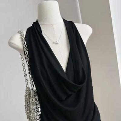 Čistá bavlna Swingový límec Halter Dámský Letní Nový Design Módní Slim Top