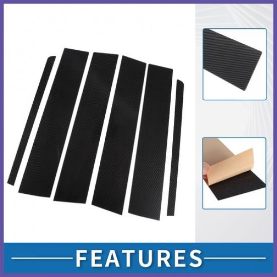 6Pcs Car Pillar Window Trim Cover for Ford Explorer 11-19 Black Carbon Fiber