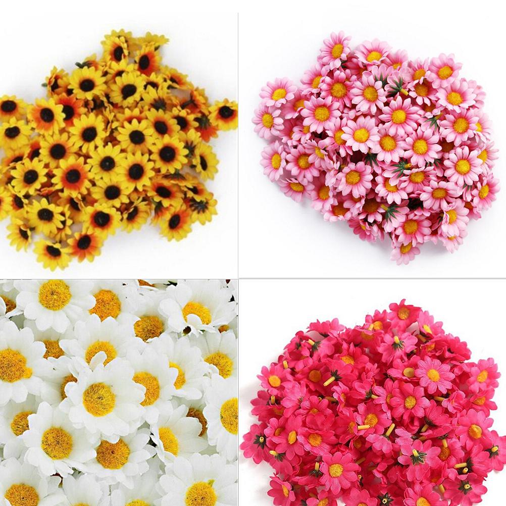 100Pcs Artificial Gerbera Daisy Silk Flowers Heads For Diy Wedding Party,