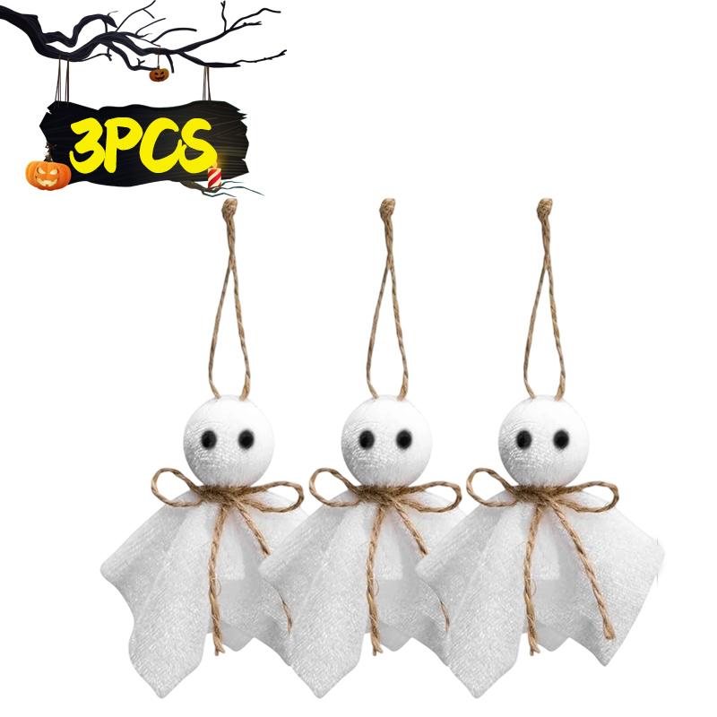 Halloween Ghost Hanging Ornaments with Rope Cute DIY Wall Hang Specter Dolls Haunted House Party Yard Tree Decor Scene Props