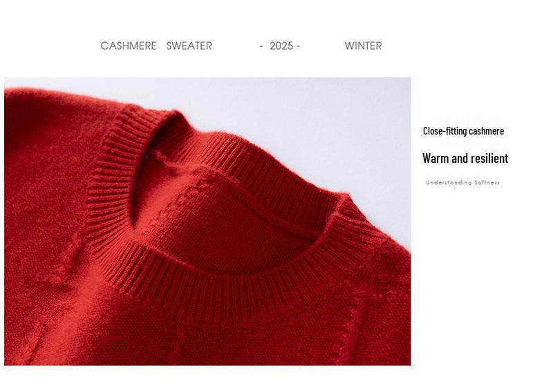 Women's Cashmere Round Neck Sweater: Autumn & Winter Knit Base Layer, Loose Versatile Design