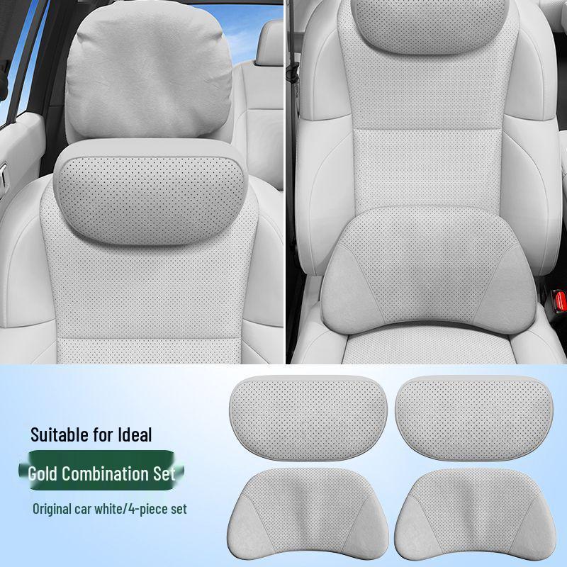 Ideal MEGA Headrest Neck & Lumbar Support Cushion – Suede Pillow for Car Interiors