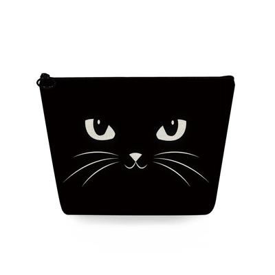 Women Black Cat Print Cosmetic Bag Toiletries Organize Travel Storage Case 6740