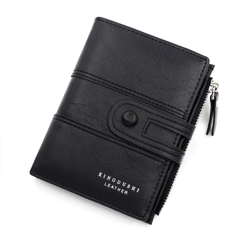 

Ретро мужской короткий кошелек Многослотовый органайзер для ID-карт и монет Визитница Высококачественный кошелек чёрный