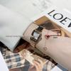 18K Rose Gold Plated V Gold Unicorn Bracelet with Three Gourd Charms Featuring White Mother-of-Pearl and Red Agate In a Luxurious Style
