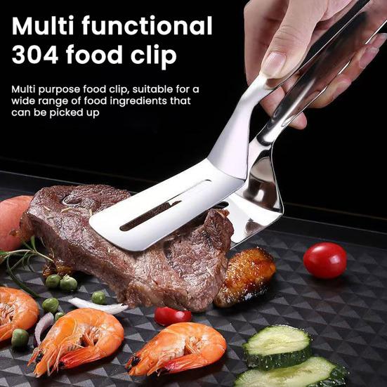 3Pcs Food Clip Grill Clamp with Extra Long Heat-Resistant Handle Stainless Steel Steak Fish Burgers Bread BBQ Tongs Kitchen Grilling Tool