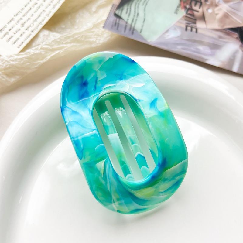 Arc-shaped Oval Grab Clip Marble Gradient Color Ponytail Bun Shark Clip High-end Hair Accessory Hair Clip