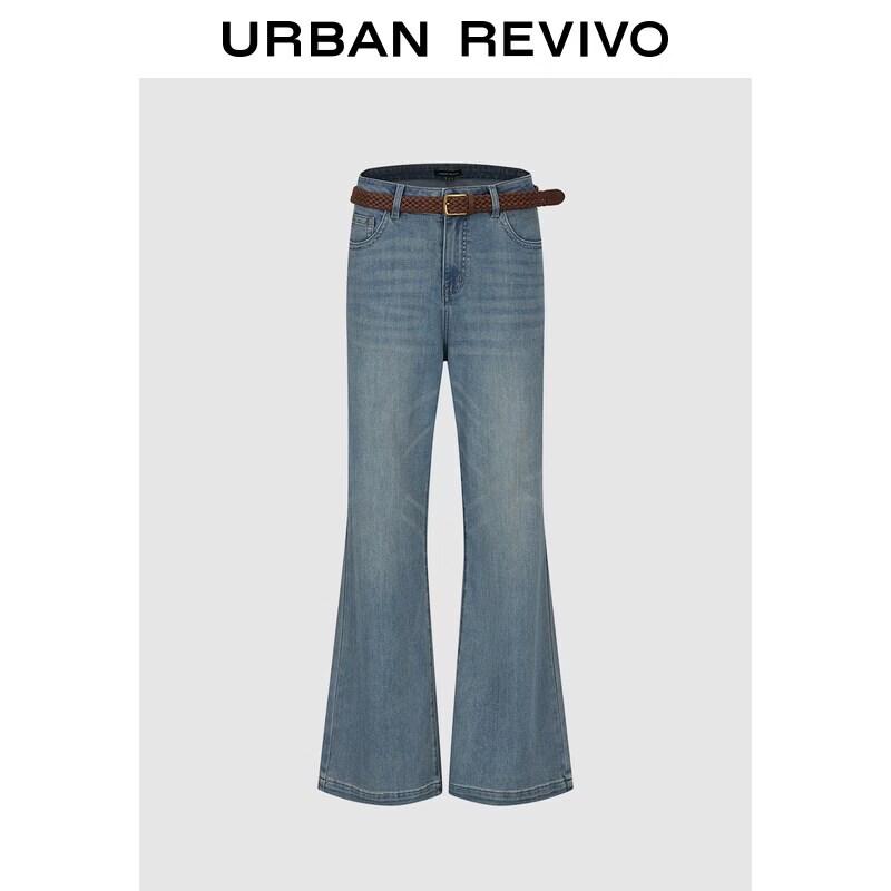 

UR Women s Washed Flare Denim Pants with Belt 28