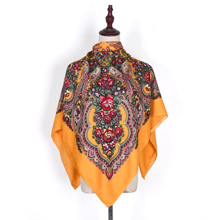 National Style Women's Large Scarf Travel Shawl Warm Air Conditioning Towel Sunscreen Wrap Xinjiang Russia Printed Scarf