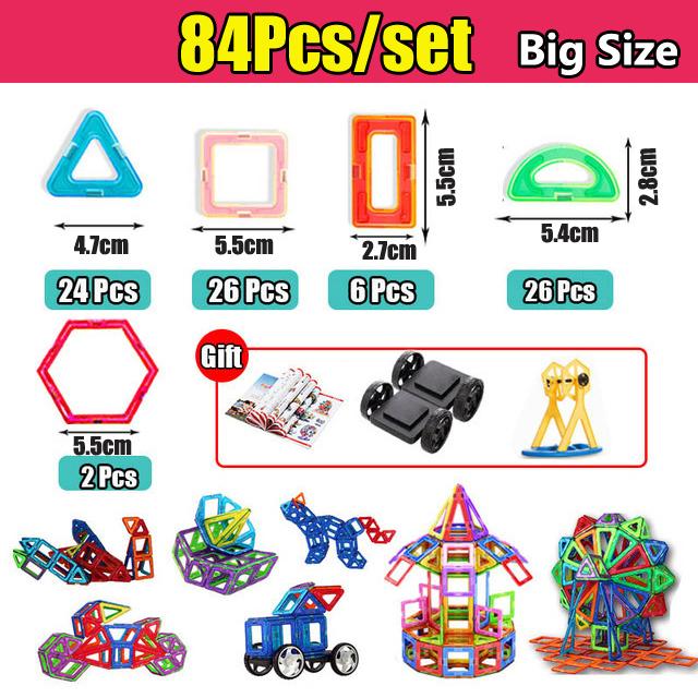 20 -184pcs Mini &Big Size Magnetic Designer Magnet Building Blocks ...