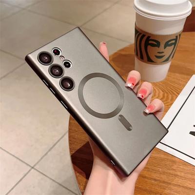 Luxusní magnetické bezdrátové nabíjení pro pouzdra Magsafe pro Samsung S22 S23 S24 Ultra Plus S21 Fe Nárazuvzdorný měkký zadní kryt nárazníku