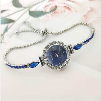 Temperament Thin Belt Diamond-encrusted Women's Watch Colored Diamond Women's Student Pull-out Bracelet Watch