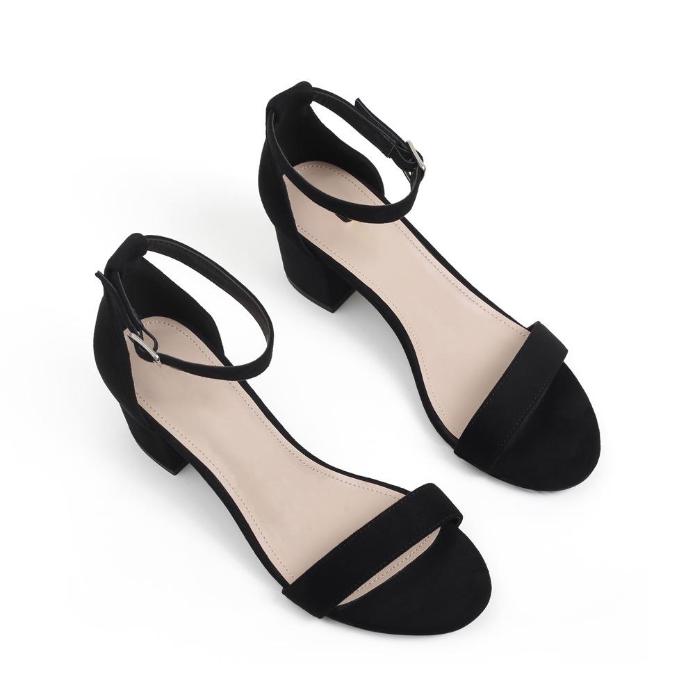 Available Plus-Size Women's High-End European & American Block Heel Sandals: Single Strap, Comfortable for Outdoor Wear.