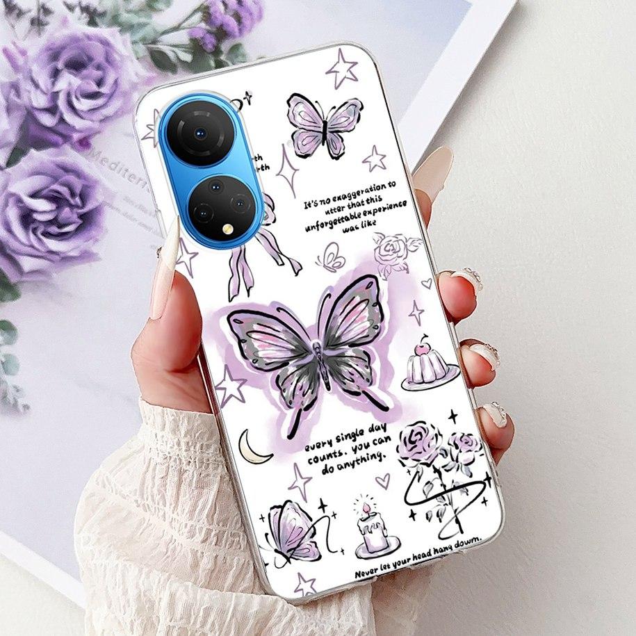 For Honor X7 2022 Case CMA-LX2 CMA-LX1 CMA-LX3 Shockproof Cover Fashion Butterfly Soft Phone Case For HonorX7 X 7 HonorX7 Bumper